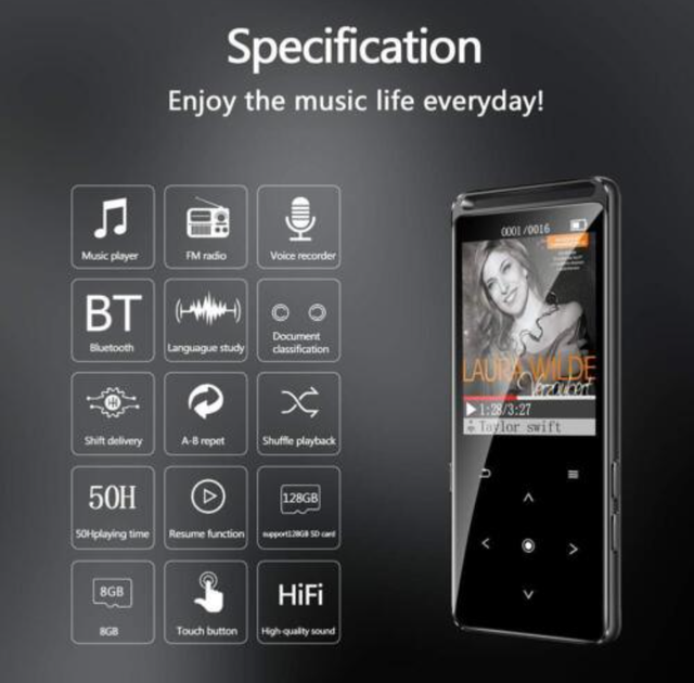 MP3 плеер Benjie M6 1.8" Bluetooth 5.0 Hi-Fi 32Gb металлический – фото ...
