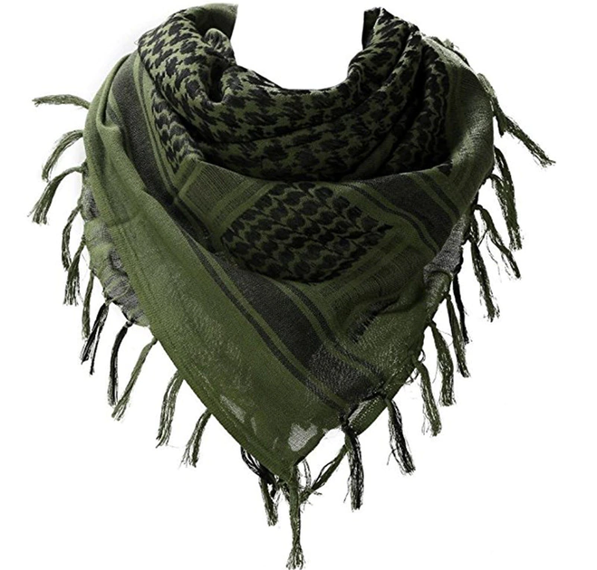 Платок шарф арафатка, шемаг, куфия 110см - Black/Green - изображение 1