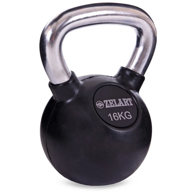 Гиря 16 кг обрезиненная с хромированной ручкой ZEL Weight TA-5162-16 - Фото 3 Гиря 16 кг обрезиненная с хромированной ручкой ZEL Weight TA-5162-16 - изображение 3