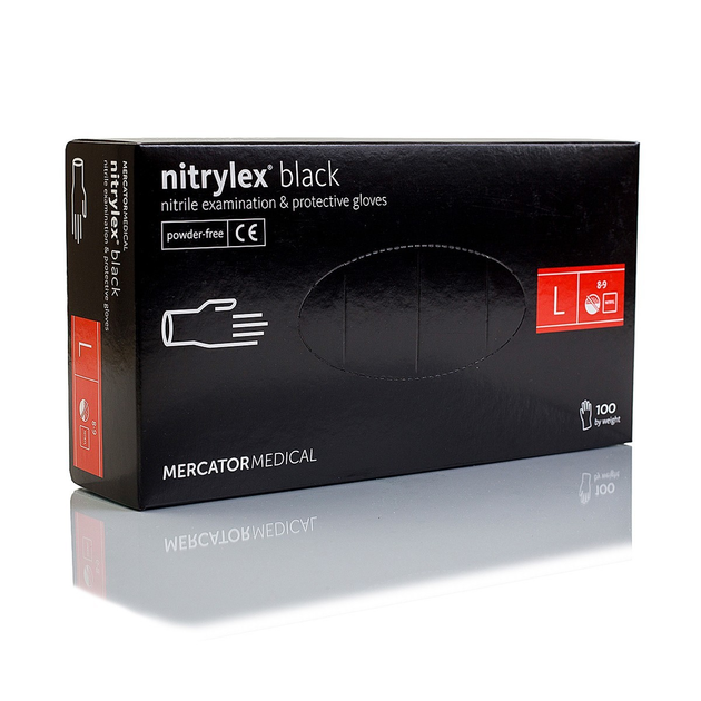 Перчатки нитриловые Nitrylex Black размер L черные 100 шт - изображение 1