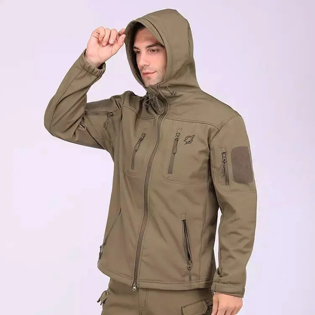 Тактическая Куртка военная с флисом SoftShell Eagle P-07 Олива -15507XXL - изображение 1