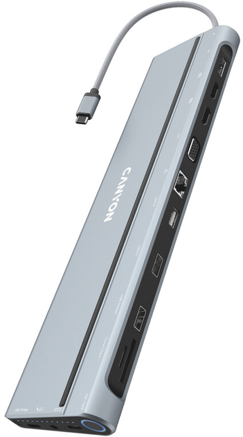 Мультипортовая док-станция Canyon DS-90 USB-C 14-в-1 Dark grey (CNS ...
