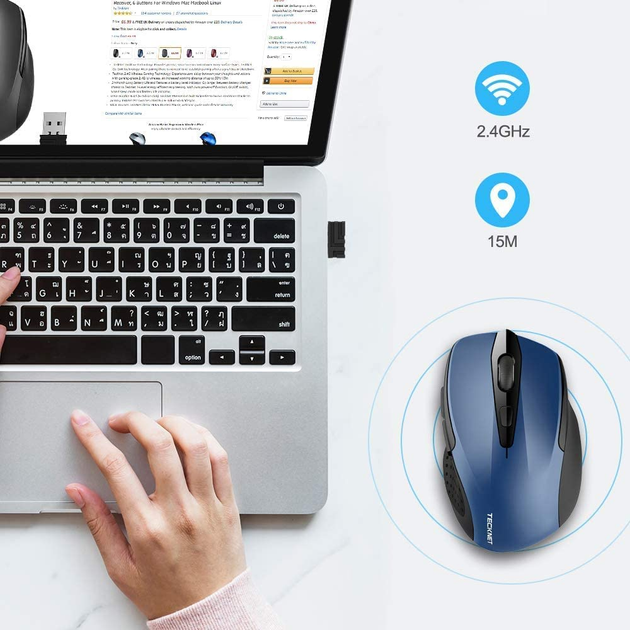 Беспроводная Bluetooth Мышь Tecknet M003 Blue - изображение 3