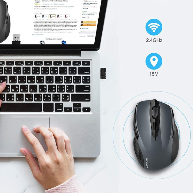 Беспроводная Bluetooth Мышь Tecknet M003 Grey - изображение 3