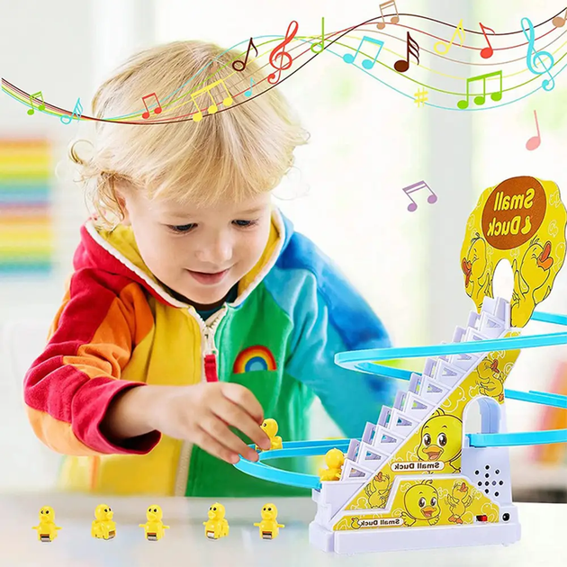 Игровой набор горка-трек с подъёмником Joy Toy Small-Duck интерактивная игрушка скользящие утки 3шт, с музыкой - изображение 9
