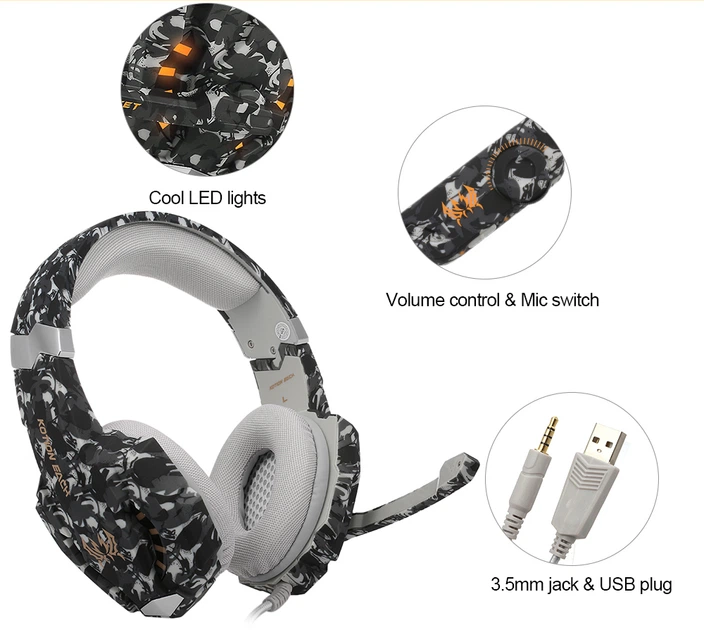 Геймерські навушники Kotion Each G9600 з підсвіткою (Чорний) - зображення 8