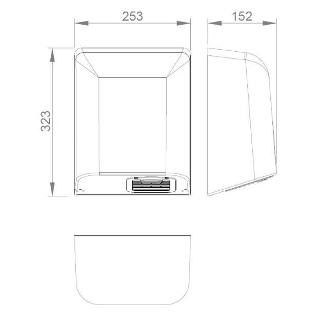 Электросушилка для рук настенная сенсорная NOFER BigFlow 01451.S на 2050Вт 253x152x327мм из нержавеющей стали сатин - изображение 2