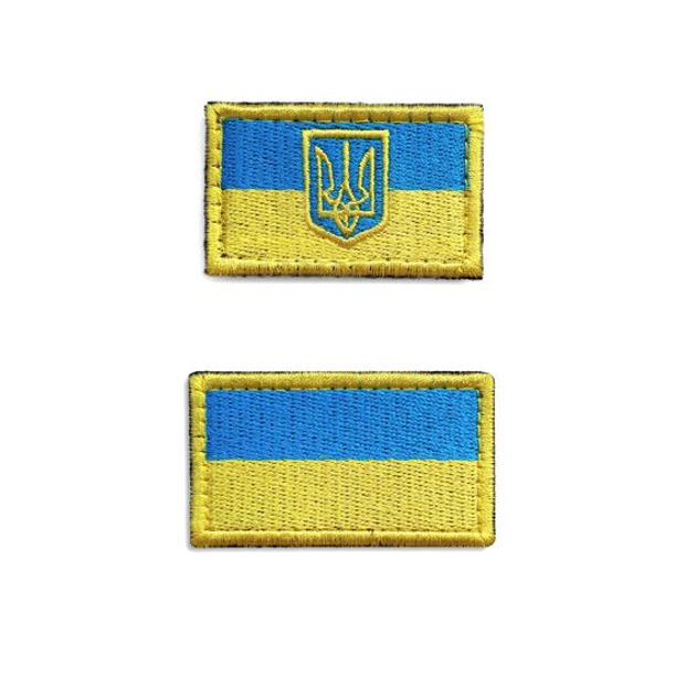 Набор шевронов 2 шт на липучке Флаг Украины и Флаг с Тризубцем жовто/блакит - изображение 1