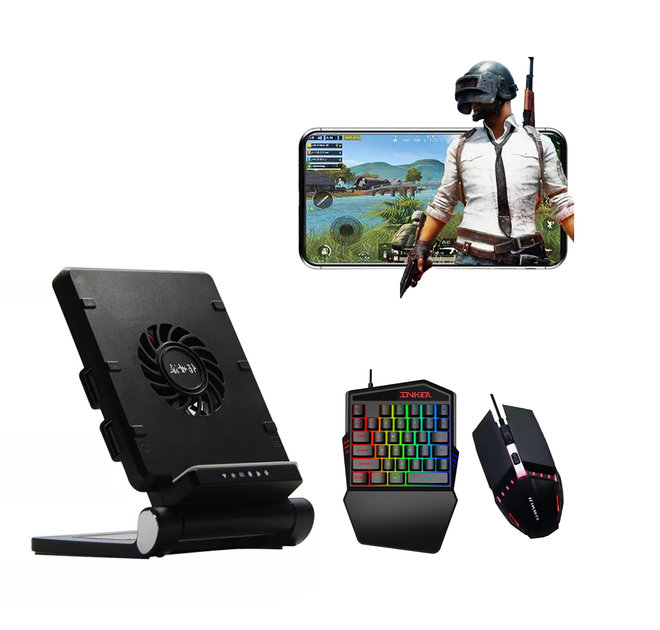 Мобильный игровой адаптер Bluetooth с охлаждением SUNROZ P6 Union PUBG Mobile Set с игровой клавиатурой (Inker) и мышкой 3 в 1 (SUN9319) - Фото 2 Мобильный игровой адаптер Bluetooth с охлаждением SUNROZ P6 Union PUBG Mobile Set с игровой клавиатурой (Inker) и мышкой 3 в 1 (SUN9319) - изображение 2