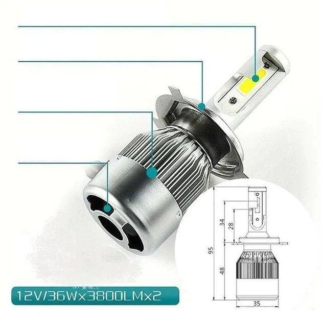 Светодиодные LED лампы HeadLight C6 H4 12v COB - изображение 4