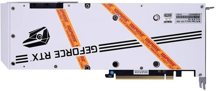 Видеокарта Colorful RTX 3080 10Gb iGame Ultra OC White (iGame GeForce RTX 3080 Ultra W OC LHR-V) (10 Гб, GDDR6X, 320 bit, PCI-E 4.0 x16), - Фото 3 Видеокарта Colorful RTX 3080 10Gb iGame Ultra OC White (iGame GeForce RTX 3080 Ultra W OC LHR-V) (10 Гб, GDDR6X, 320 bit, PCI-E 4.0 x16), - изображение 3