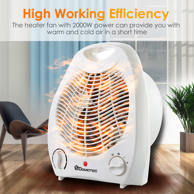 Тепловентилятор дуйка электрический Domotec 5901S три режима, плавная регулировка температуры, защита от перегрева 2000 Вт - изображение 8