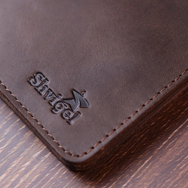 Портмоне шкіряне Shvigel leather-16601 Коричневе - зображення 8