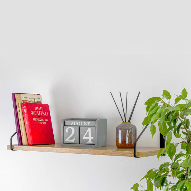 Полка настенная одинарная Adore Decor Черный/Дуб (металл/ЛДСП) (PN1b-dD ...