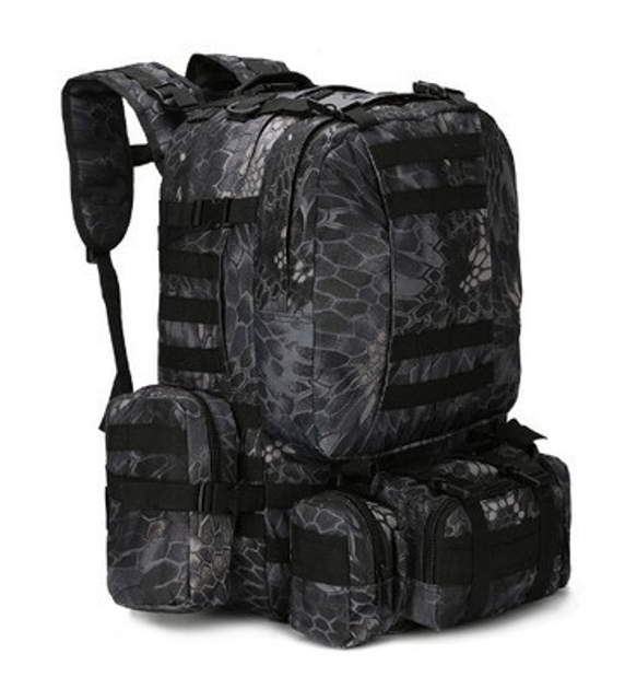 Рюкзак армійський тактичний Kryptek Python чорний 56 літрів із сумочками - зображення 2