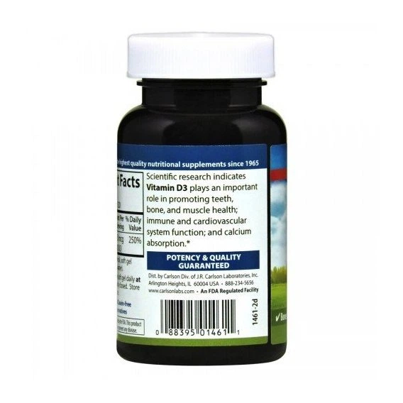 Витамин D Carlson Labs Vitamin D3 2000 IU 120 Soft Gels CAR01461
