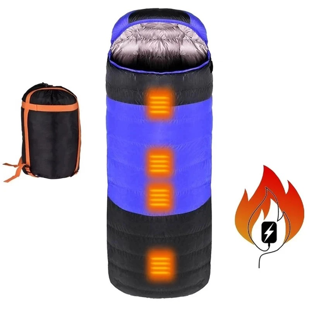 Спальный мешок с подогревом Folem S1 Синий/Черный питание USB + 3 ...