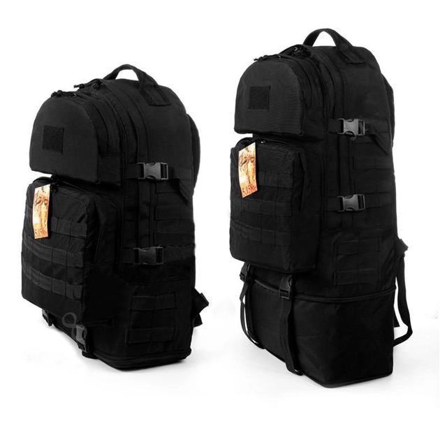 Тактичний туристичний міцний рюкзак трансформер 5.15.b на 40-60 літрів чорний. - зображення 1