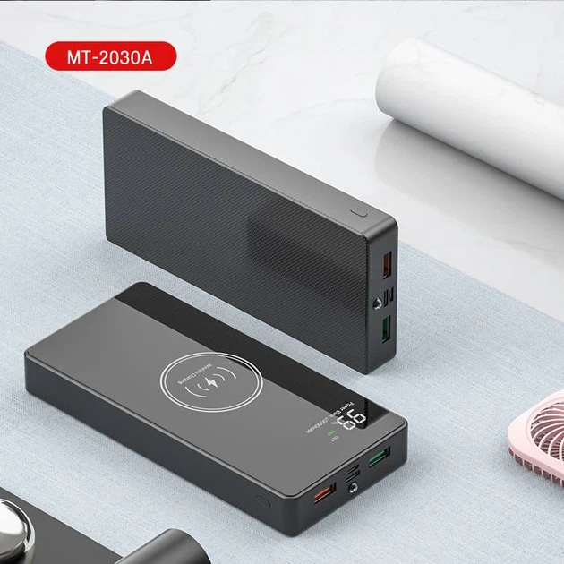 Внешний аккумулятор быстрая беспроводная зарядка 15W Power Bank MT-2030A 20000 мАч Черный (MT-2030A) - изображение 7