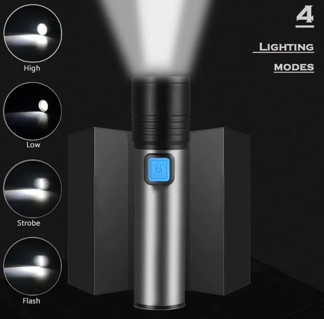 Аккумуляторный карманный фонарик фонарь K31 с ZOOM (ЗАРЯЖАЕТСЯ ОТ USB) - изображение 5