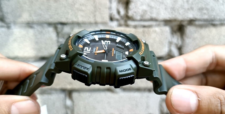 Мужские наручные часы CASIO AQ-S810W-3A Зеленые\черный экран - изображение 5