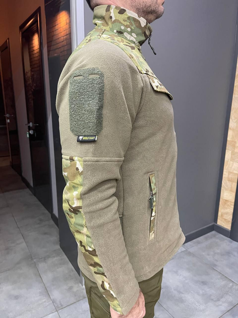 Армейская Кофта флисовая WOLFTRAP, теплая, размер M, Оливковый, вставки Мультикам на рукава, плечи, карманы - изображение 2