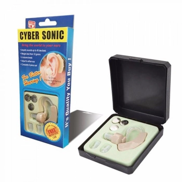 Слуховий апарат Cyber Sonic Завушний апарат для поліпшення слуху 3 батарейки - зображення 1