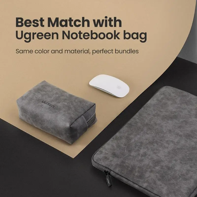Сумка-органайзер UGREEN для проводных наушников, USB-кабеля, зарядного устройства Gray (LP285) - изображение 5