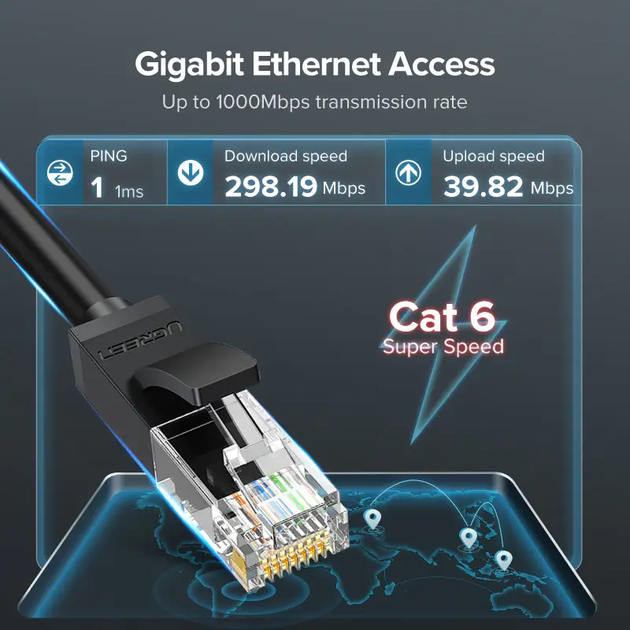 Высокоскоростной интернет кабель UGREEN NW102 Cat6 Ethernet Lan сетевой шнур патч-корд RJ45 0.5 м (50172) - изображение 5