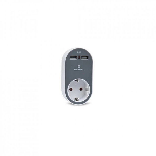 Зарядное устройство REAL-EL USB-устройств + розетка (CS-20) (198239) - Фото 1 Зарядное устройство REAL-EL USB-устройств + розетка (CS-20) (198239) - изображение 1