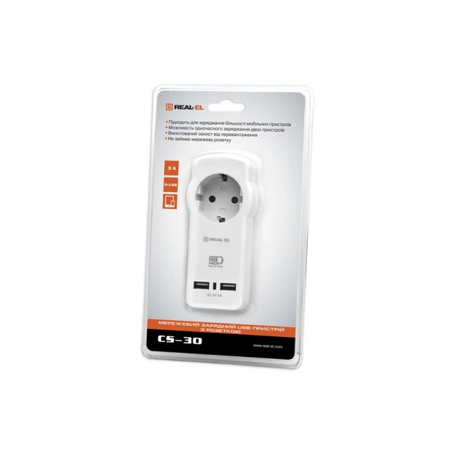 Зарядное устройство REAL-EL 2*USB 15W (CS-30) (198385) - Фото 2 Зарядное устройство REAL-EL 2*USB 15W (CS-30) (198385) - изображение 2