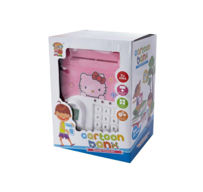 Електронна скарбничка-сейф Hello Kitty з кодовим замком відбитком пальця у вигляді валізи Рожева - изображение 3