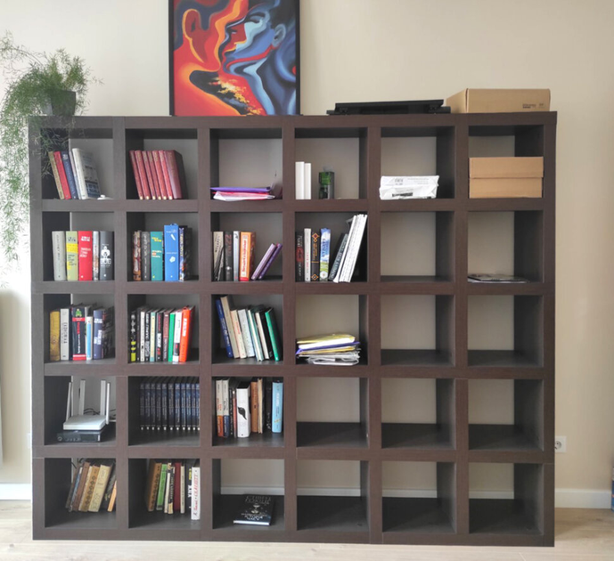 Книжный шкаф, шкаф в гостиную Inteo Кубус 5х6 венге 3D рельефное ...