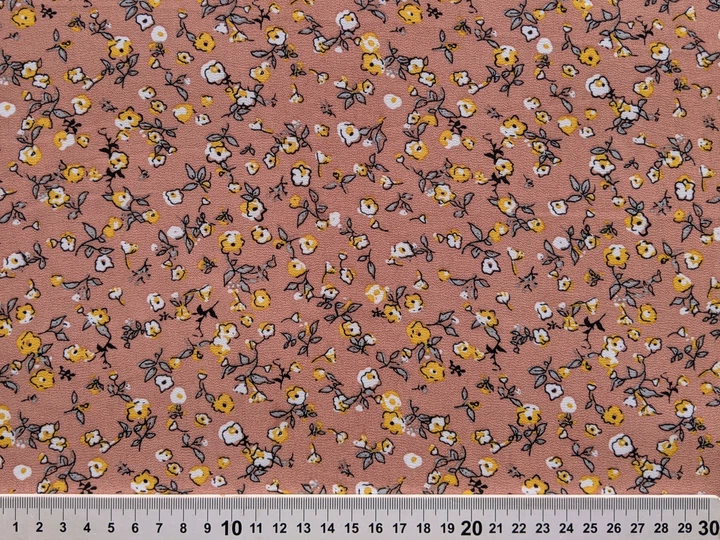 Ткань Шифон креповый мелкие цветочки, персиковый, пог. м. (ш38, 2012023, д10 цв1) - изображение 5