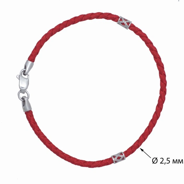 Шнурок на руку с серебряными вставками Jewel-case Красный плетеный шелк 4022-kr 22.0 - Фото 2 Шнурок на руку с серебряными вставками Jewel-case Красный плетеный шелк 4022-kr 22.0 - изображение 2