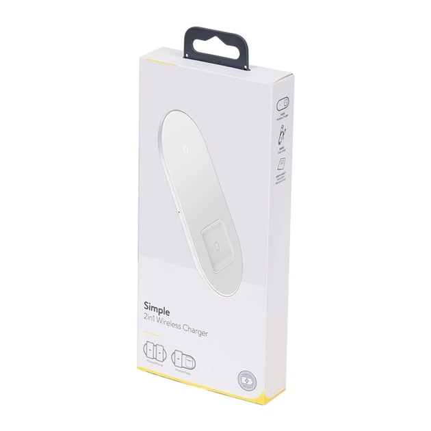 Беспроводная зарядка QI BASEUS Simple 2in1 Wireless Charger 18Вт Max For Phones Pods white - Фото 2 Беспроводная зарядка QI BASEUS Simple 2in1 Wireless Charger 18Вт Max For Phones Pods white - изображение 2