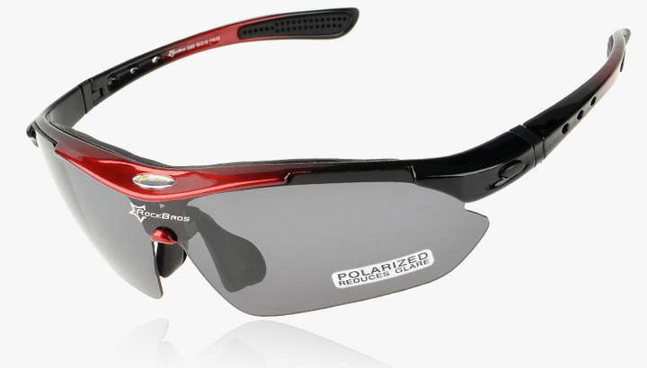 Очки спортивные RockBros Polarized UV400 5 линз велосипедные Черно-красные (PH050412) 