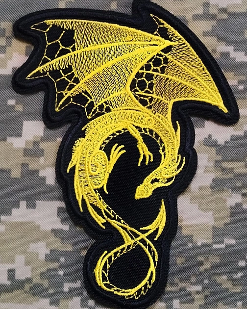 Шеврон желтый дракон на липучке Neformal 9.5*13 см. (N0321M) - изображение 1