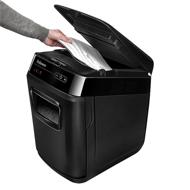 Знищувач Fellowes AutoMax 200C, 200 аркушів, фрагменти 4x38 мм, кошик 32 л - зображення 3