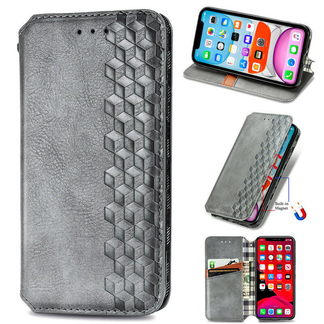 Кожаный чехол книжка GETMAN Cubic (PU) для Xiaomi Redmi 10C Серый ...