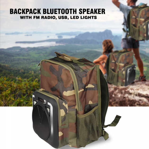 ​Туристический рюкзак с Bluetooth колонкой M-Tac 10Вт на 16л, FM, microSD, USB, Камуфляж - изображение 3