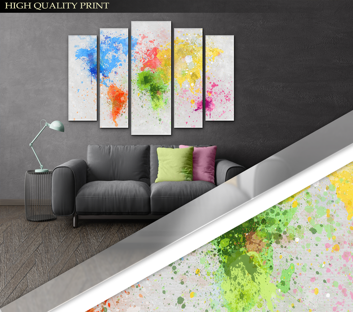 Модульная картина Абстракция Карта мира Art-279_5 ( 80х118см ) - изображение 3