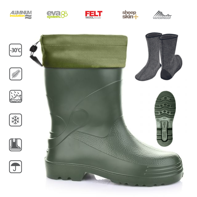 Резиновые сапоги из пены EVA мужские -30 Lemigo Wader 892 р. 41 зеленые - изображение 2