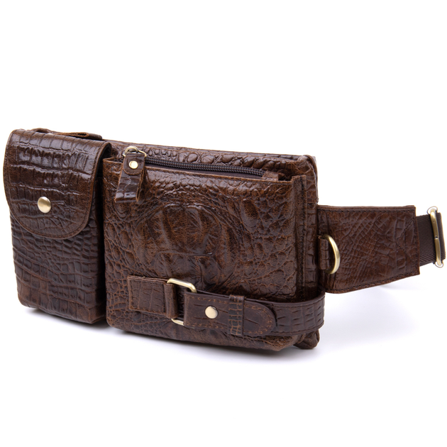 Бананка поясная под кожу рептилии унисекс Vintage Bag 20401 Коричневая 