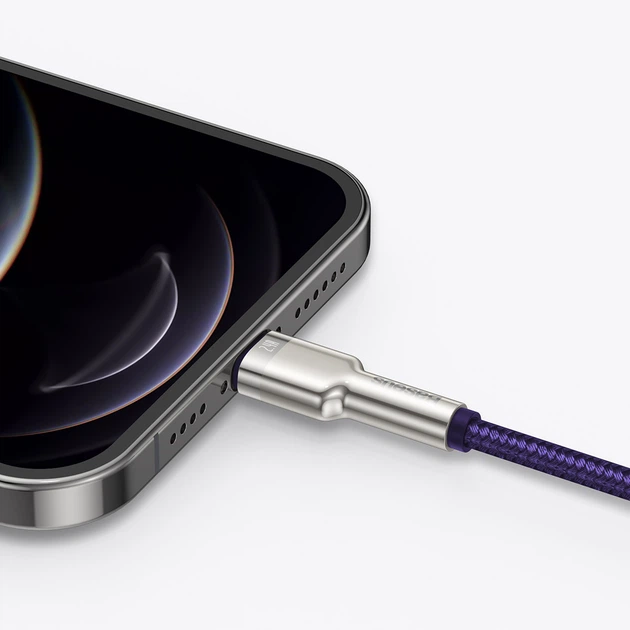 Кабель BASEUS Lightning Cafule Series Metal Data Cable |1M, 2.4A| (CALJK-A05) purple - зображення 9