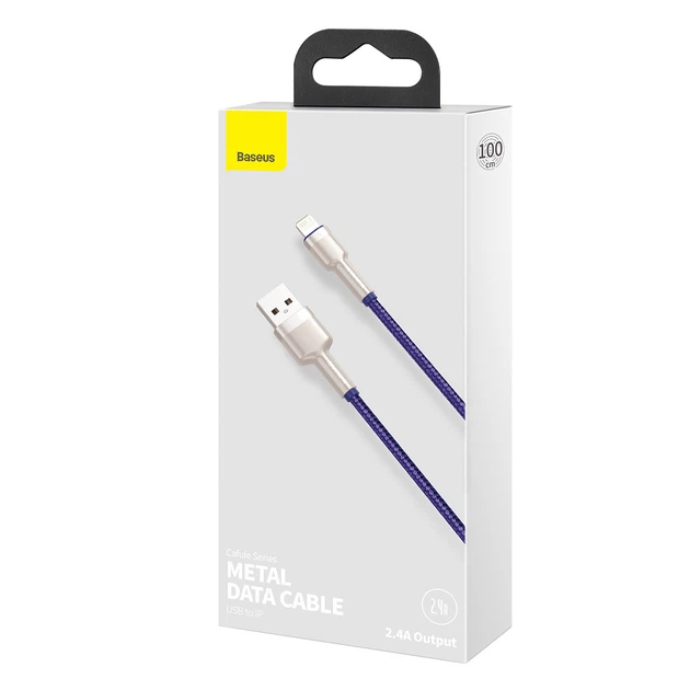 Кабель BASEUS Lightning Cafule Series Metal Data Cable |1M, 2.4A| (CALJK-A05) purple - зображення 10