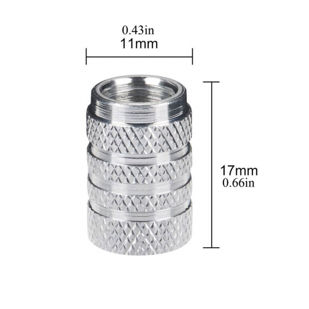 Набір захисних ковпачків на ніпель для автомобіля SUNROZ Caps 3Stripes Classic Silver 4 штуки (A-67186) - зображення 7