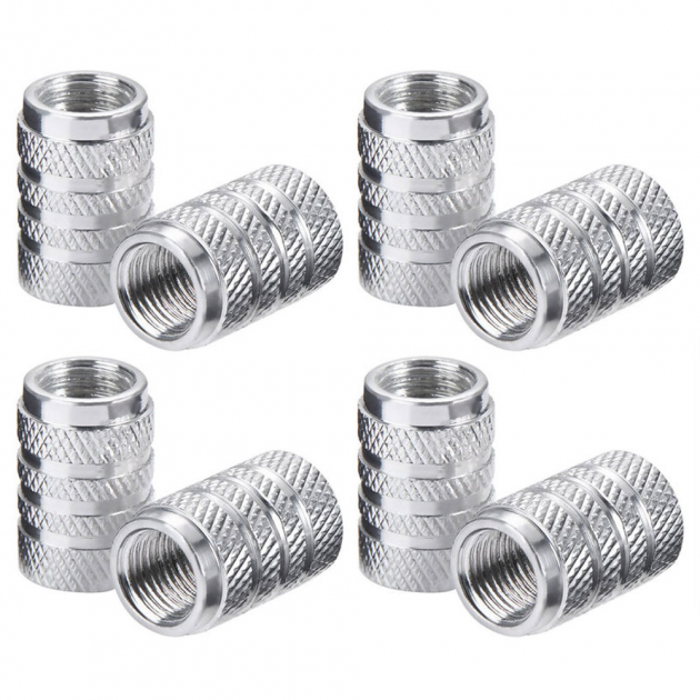 Набір захисних ковпачків на ніпель для автомобіля SUNROZ Caps 3Stripes Classic Silver 4 штуки (A-67186) - зображення 8