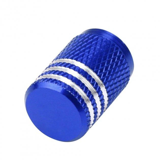 Защитные Набор колпачков на ниппель для автомобиля SUNROZ Caps 3Stripes Blue/Silver 4 штуки (A-67181) - изображение 2