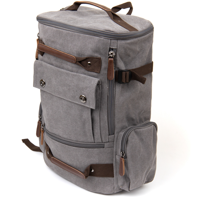 Текстильный рюкзак в дорогу унисекс с ручками VINTAGE Backpack 20662 Серый 